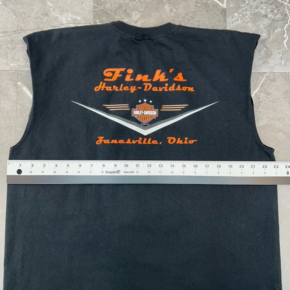 Vintage Harley Davidson Graphic Tee Mens XL Sleeveless Dragon Ohio Shirt Black